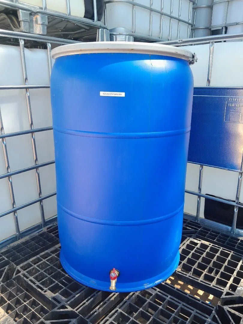 55 Gallon barrel with brass spigot(W. Removable Lid) Food Grade - aquacontainers