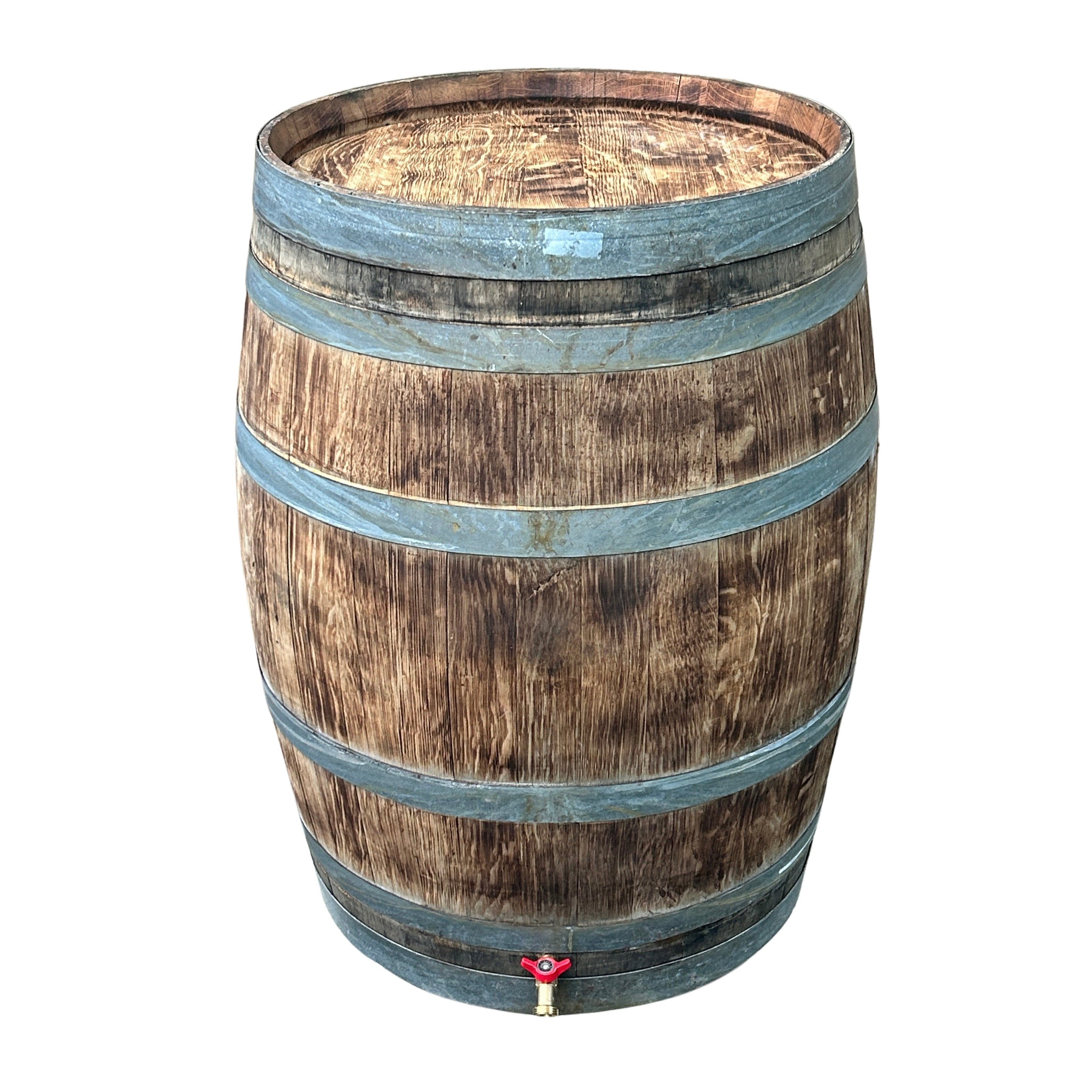 59 Gallon Reclaimed Wine Barrel Rain Barrel with Brass Spigot - Aqua Containers