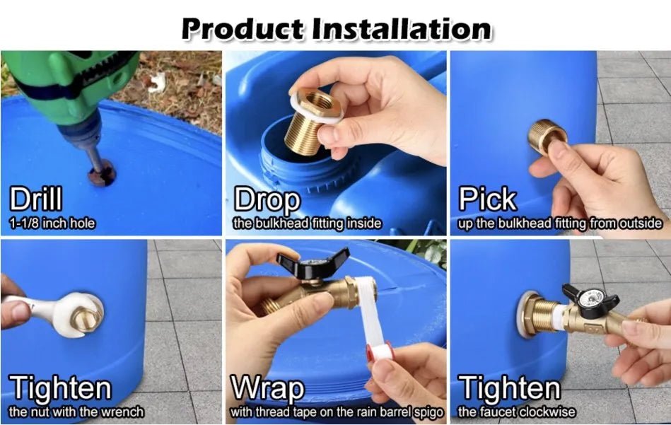 Brass Rain Barrel Spigot with Bulkhead Fitting - aquacontainers